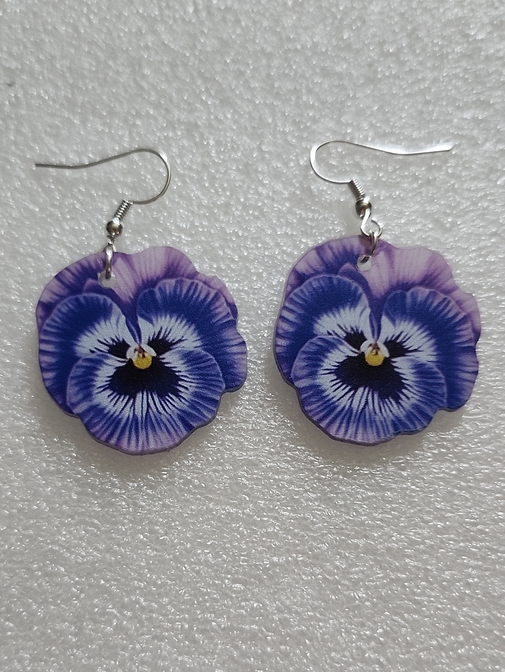 Hand Crafted Purple and Yellow Pansy Flower Drop Earrings - Women Jewelry